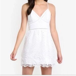 Abercrombie & Fitch White Spaghetti Strap Crochet Mini Sundress Size ST